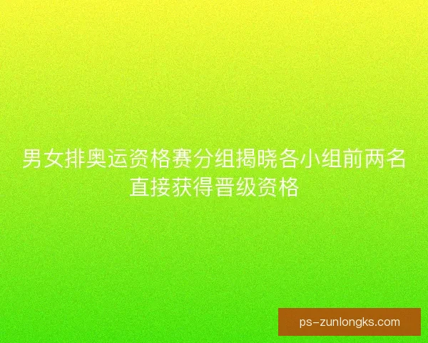 男女排奥运资格赛分组揭晓各小组前两名直接获得晋级资格 男女排奥运资格赛分组揭晓各小组前两名直接获得晋级资格