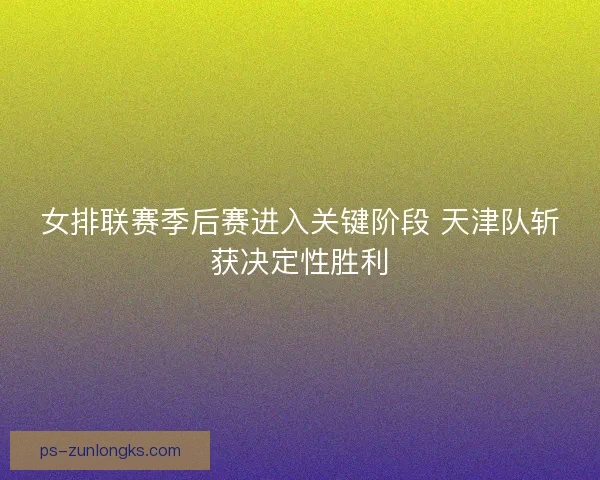 女排联赛季后赛进入关键阶段 天津队斩获决定性胜利 女排联赛季后赛进入关键阶段 天津队斩获决定性胜利